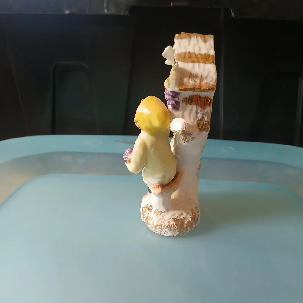 Camille Naudot Porcelain Elf Planter Clock Boy Vintage Japan